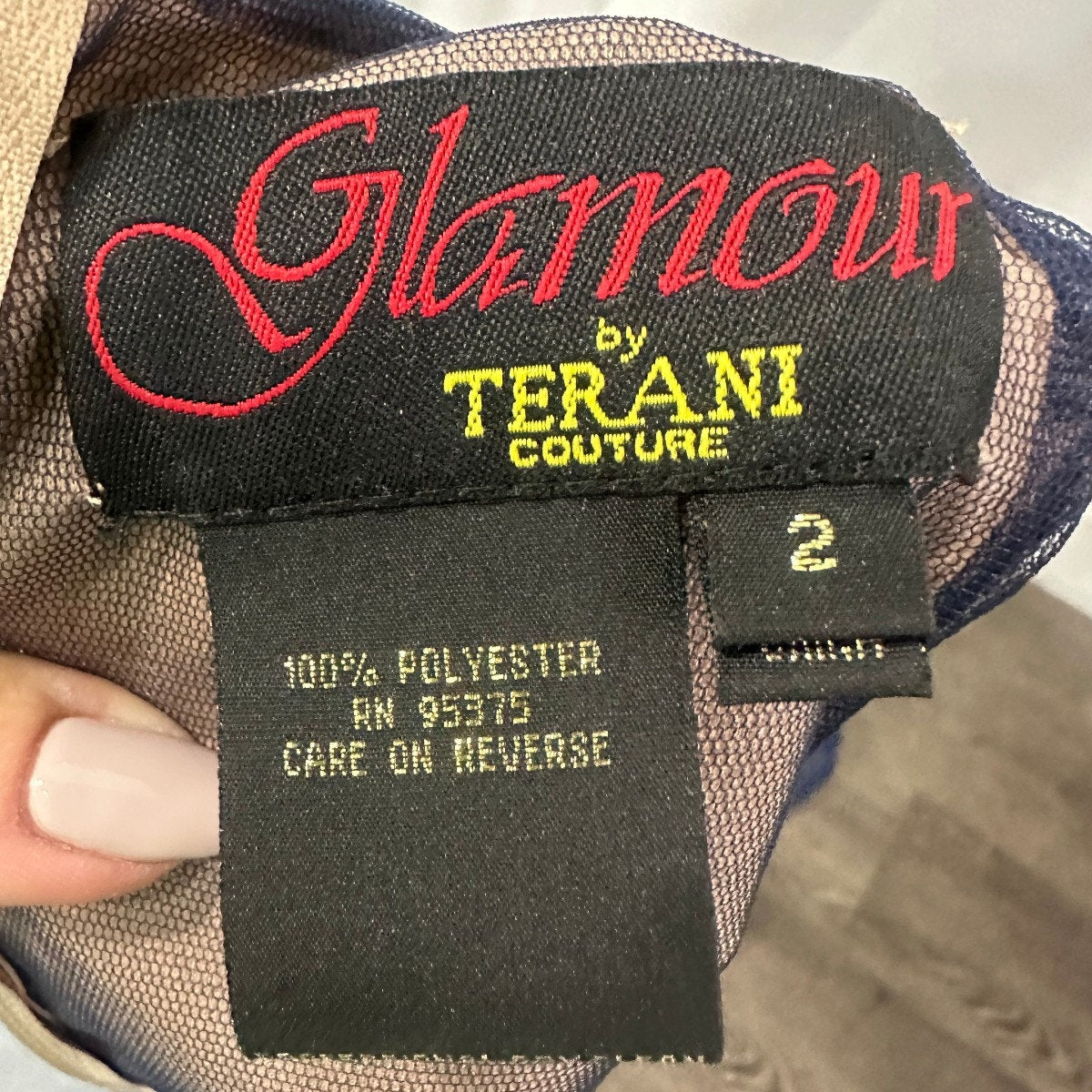 Glamour By Terani Couture Beaded Top Mesh Organza Ballgown Skirt Set