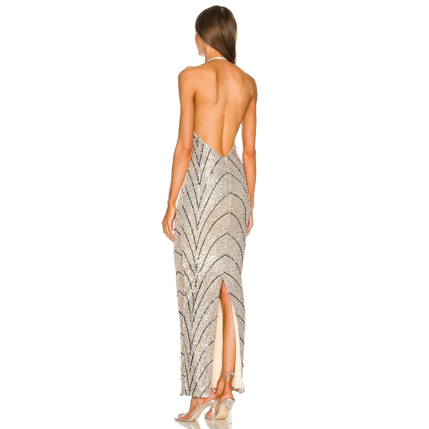 MIchael Costello x Relove Sequin Halter Neck Sheath Maxi Dress