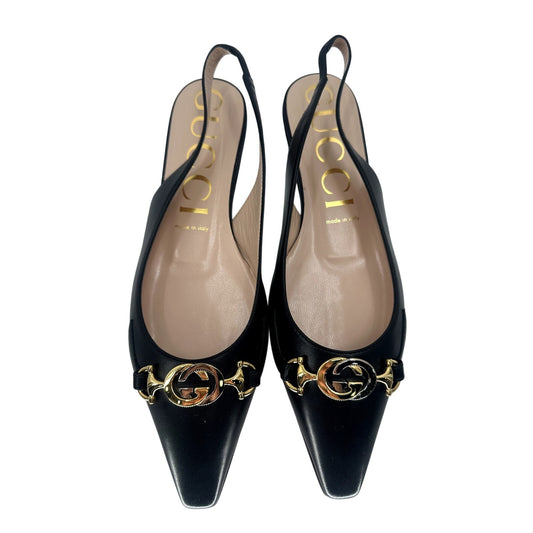 Gucci Nappa Leather Charlotte Zumi Slingback Flats
