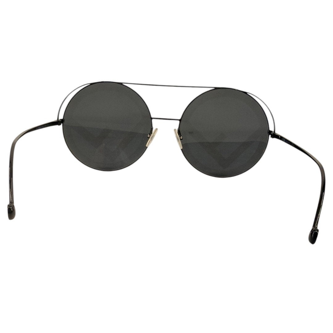 Fendi Round Logo Black Metal Designer FF 0285/S Sunglasses Gray Lenses Women's