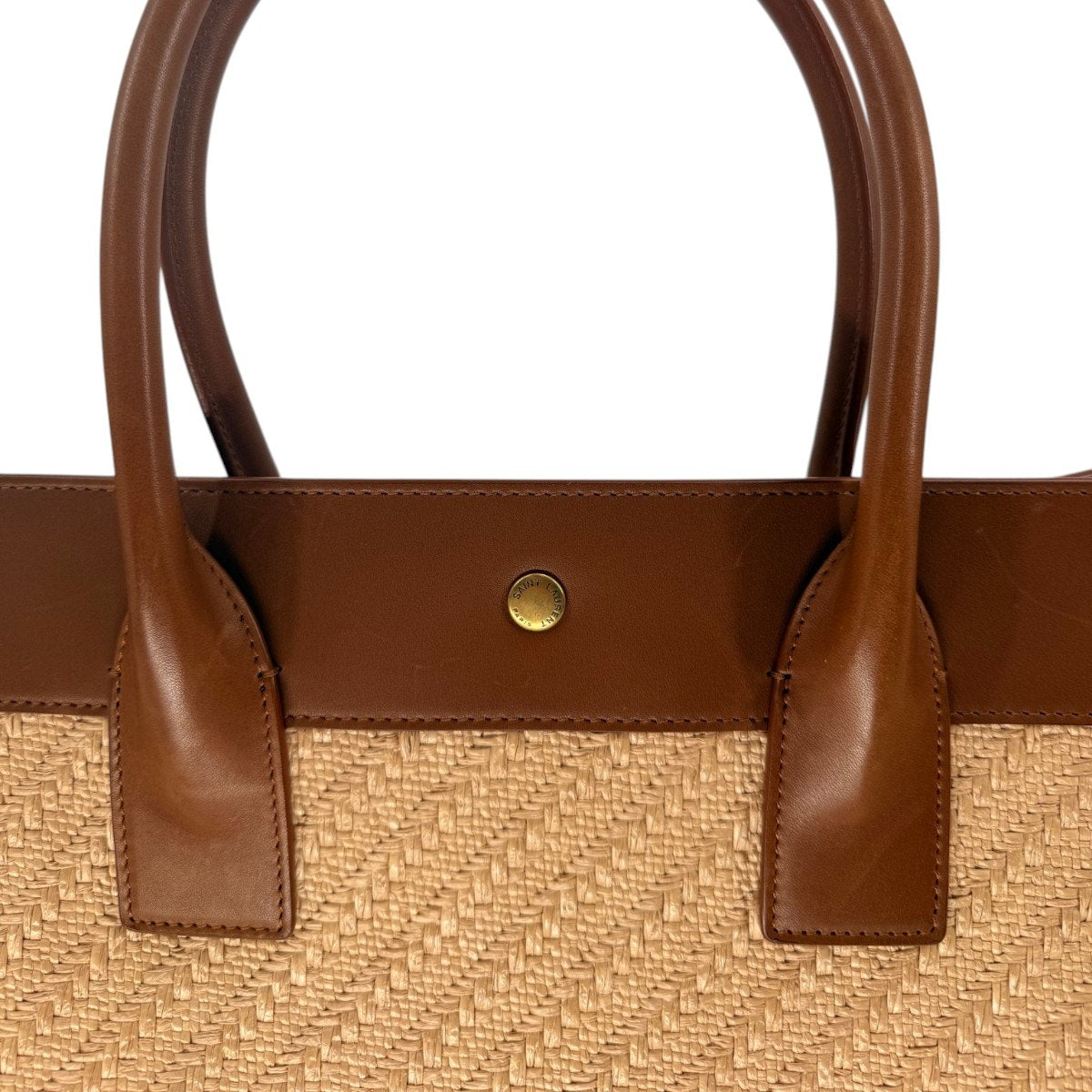 Saint Laurent Rive Gauche Raffia Leather Tote Bag
