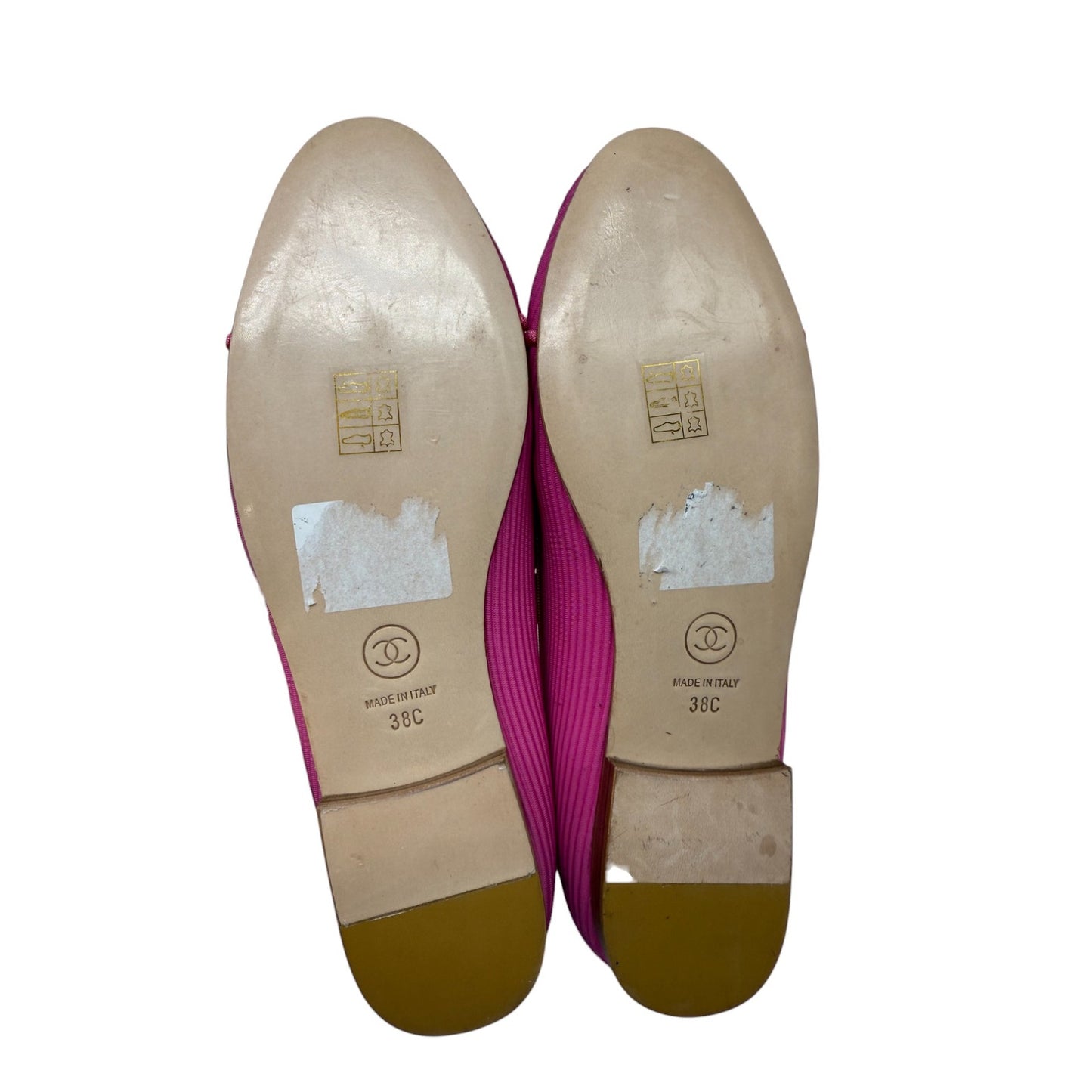 Chanel Fabric Interlocking CC Logo Bow Ballet Flats
