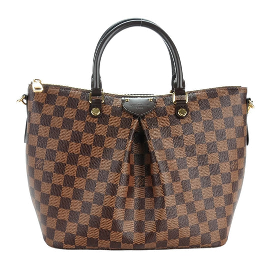 Louis Vuitton Leather Damier Ebene Siena Shoulder Bag Brown Check