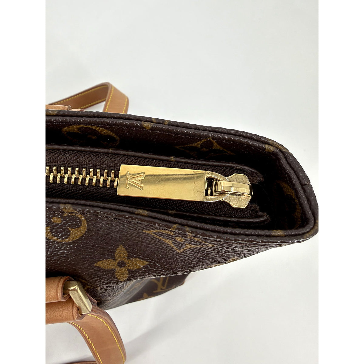 Louis Vuitton Cabas Piano Monogram Canvas Tote M51148 Vachetta Shoulder Bag