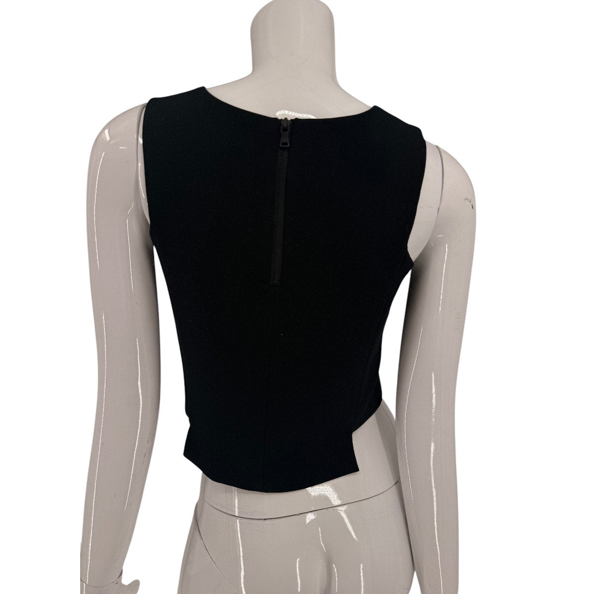 Milly Polyester Blend Sleeveless V-Neck Cropped Tank Top