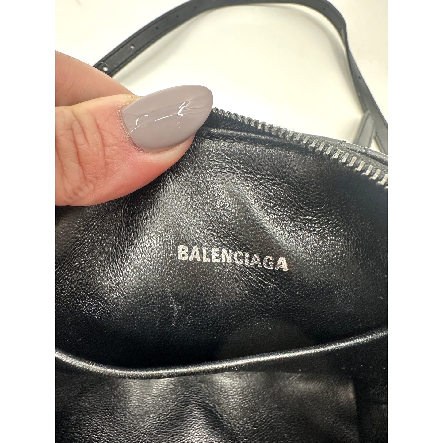 Balenciaga Leather Quilted B Logo Touch Camera Crossbody Bag