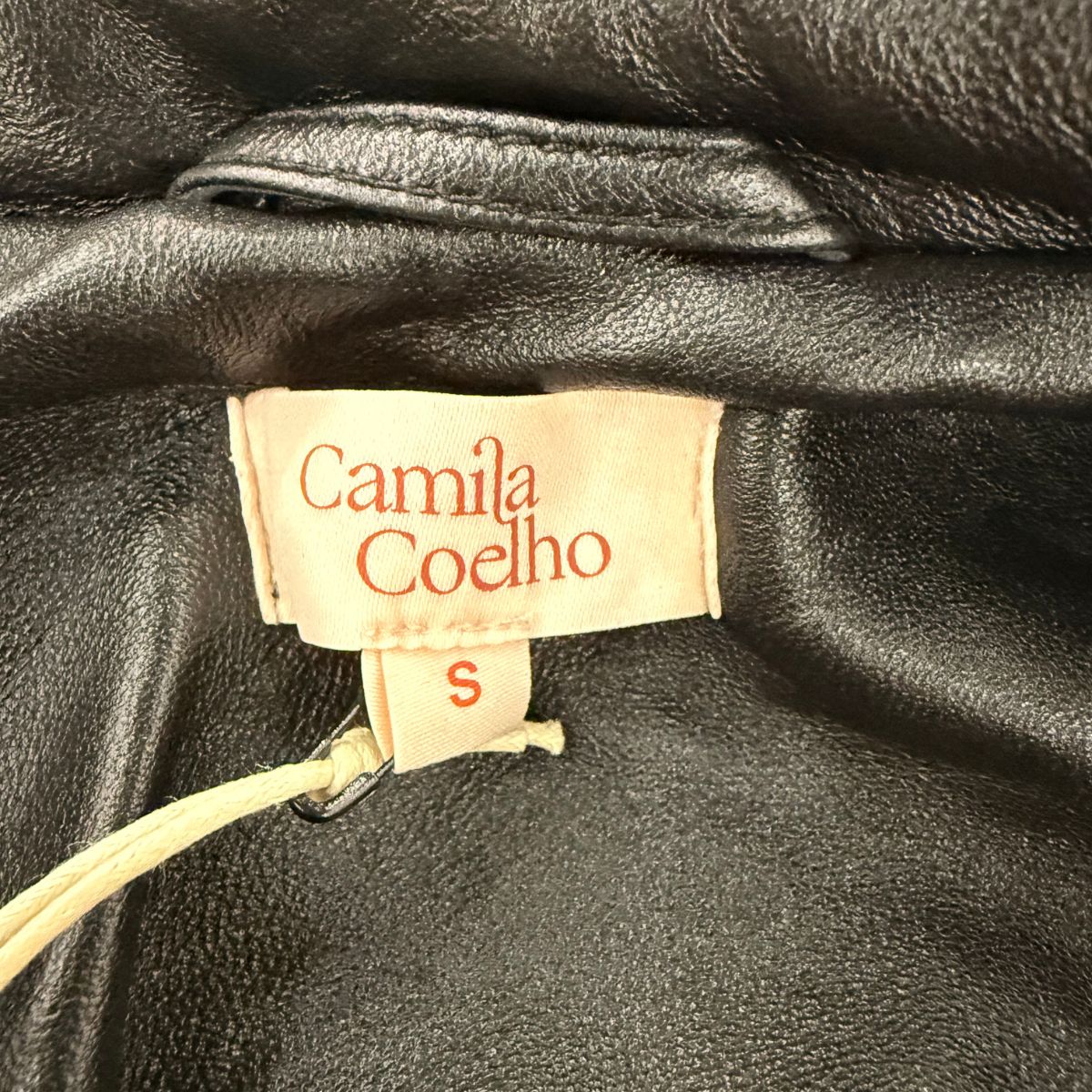 Camila Coelho Lamb Leather Raven Collared Full Zip Jacket Black Women's Size S