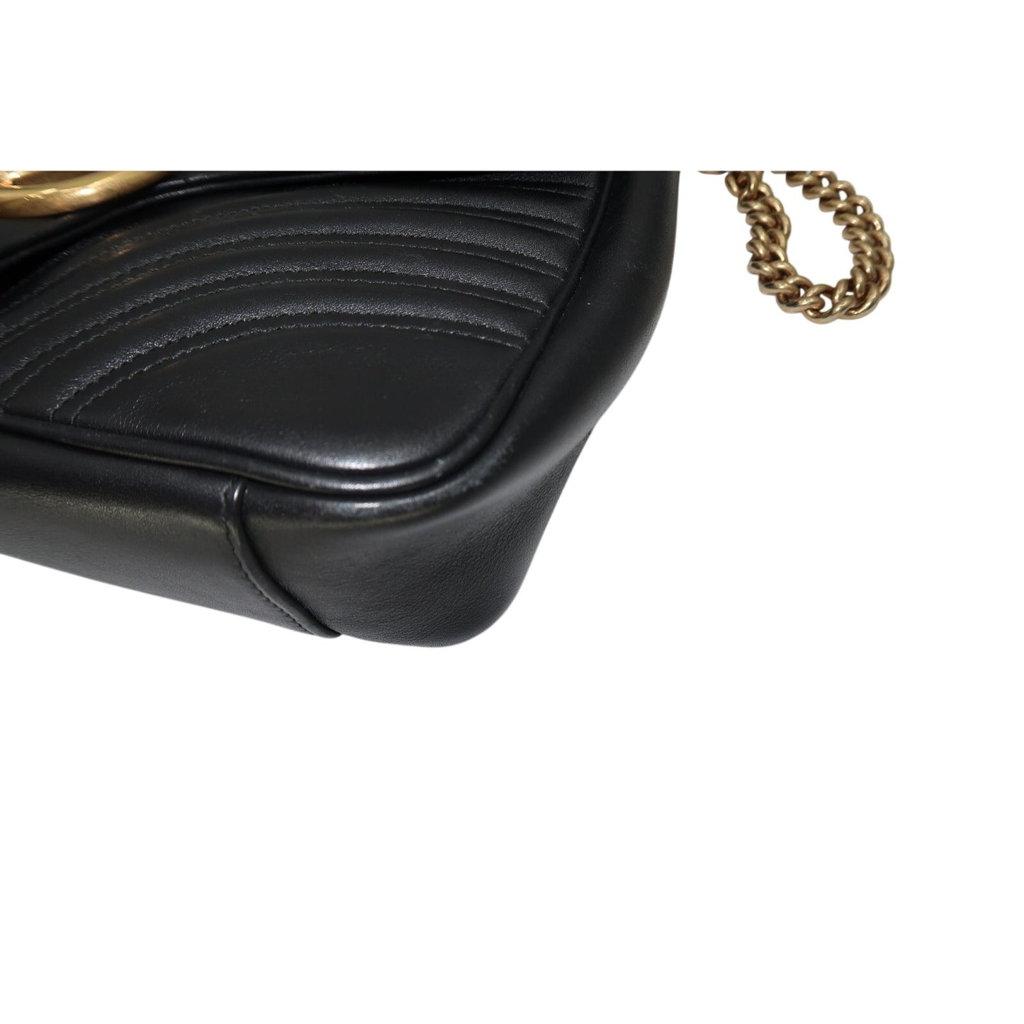 Gucci Leather Quilted GG Marmont Chevron Shoulder Bag