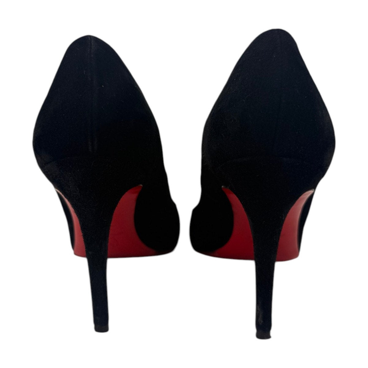 Christian Louboutin Black Suede Round Toe Slip On High Heel Pumps