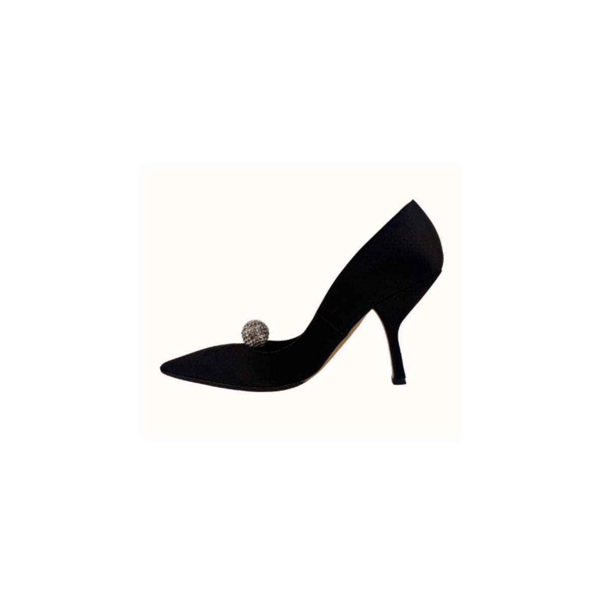 Christian Dior Black Satin Disco Ball Pointed Toe Pumps Italy