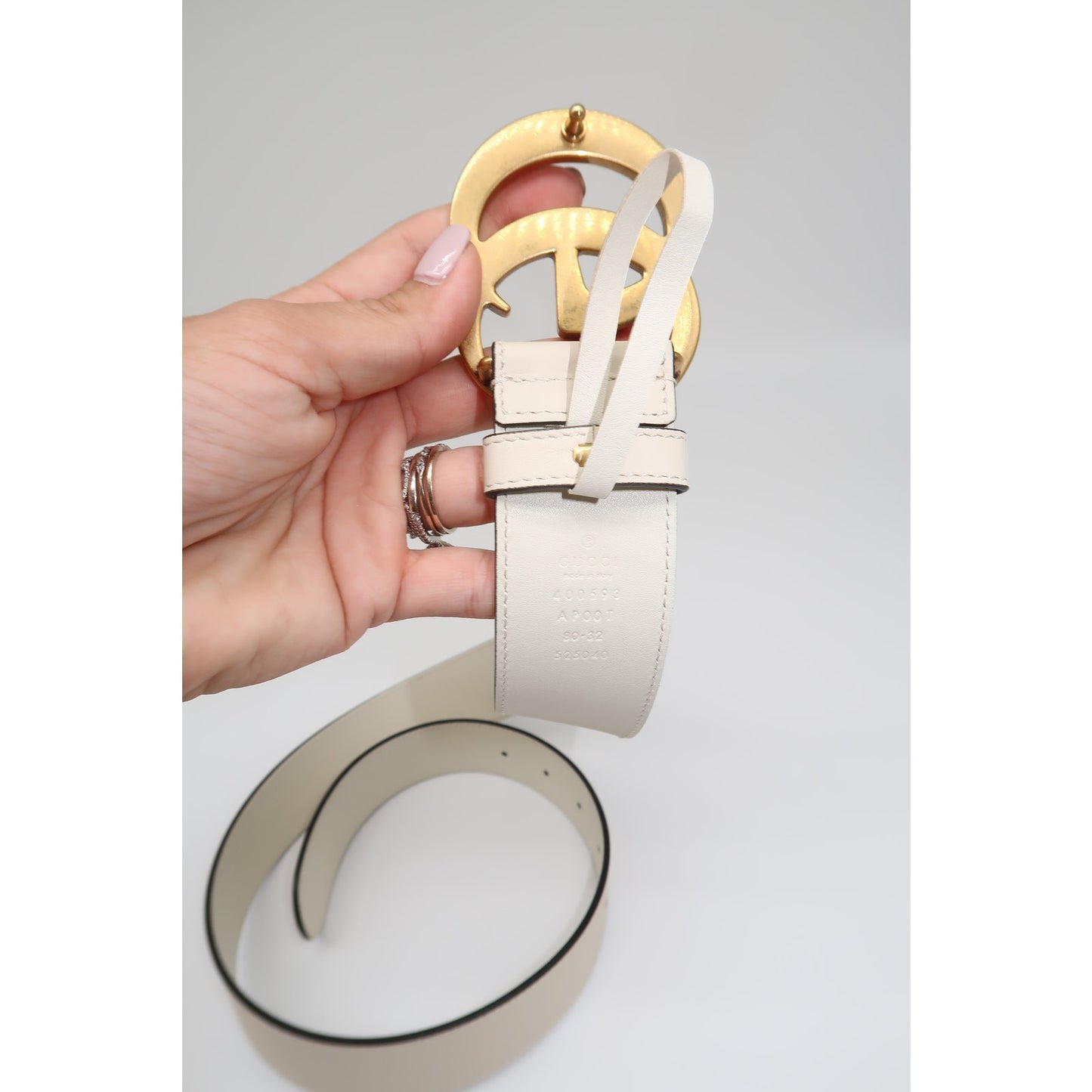 Gucci Leather Double G Marmont Gold Buckle Logo Leather Belt