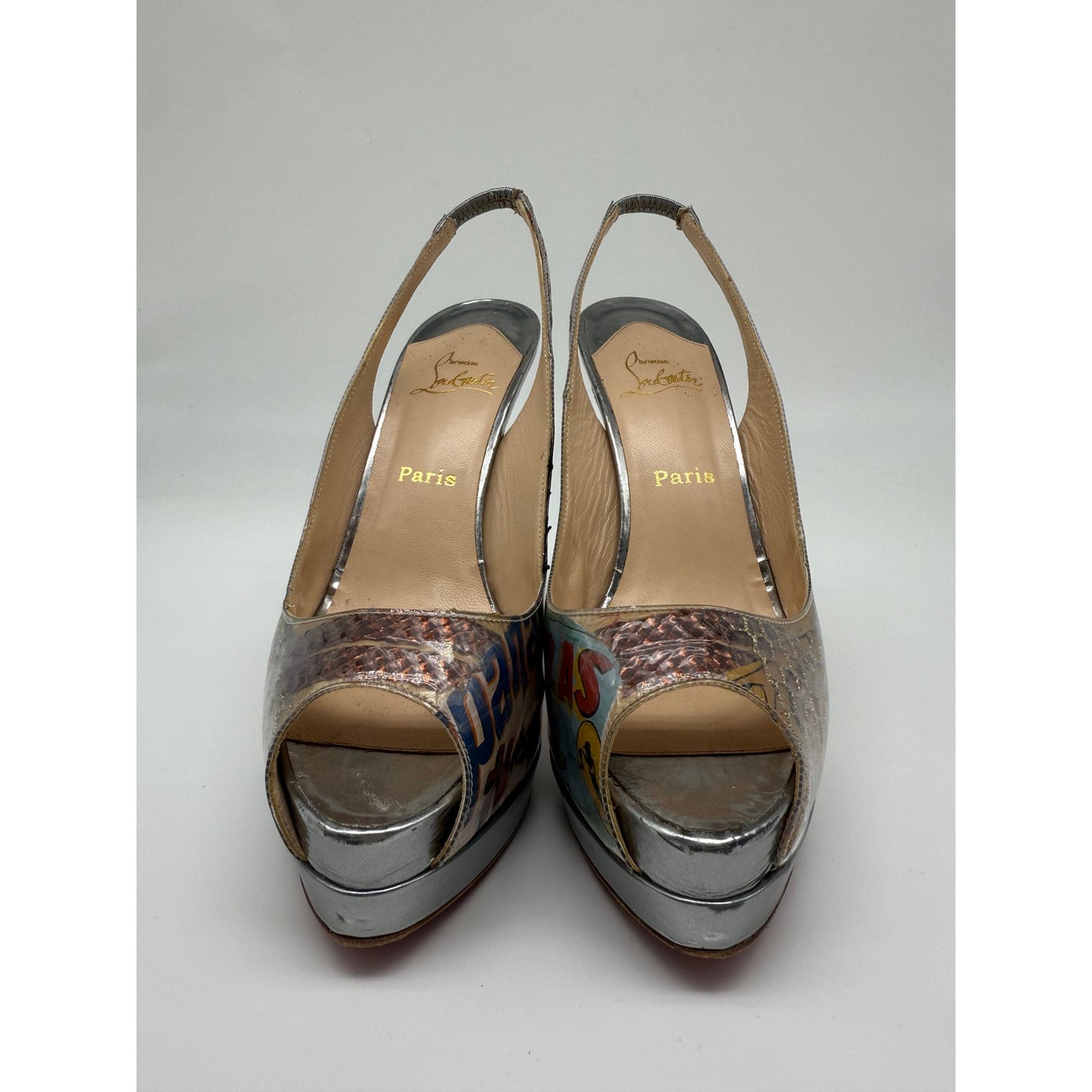 Christian Louboutin PVC Print Slingback Pumps Women's