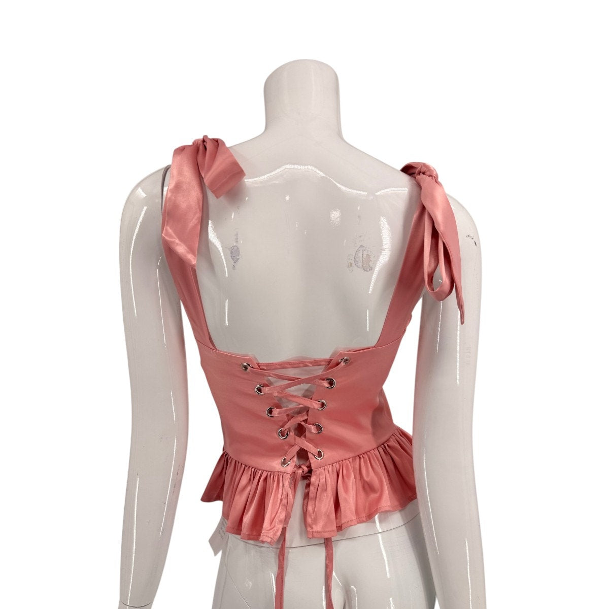 More to Come Satin Cecilia Ruffle Hem Sleeveless Corset Top