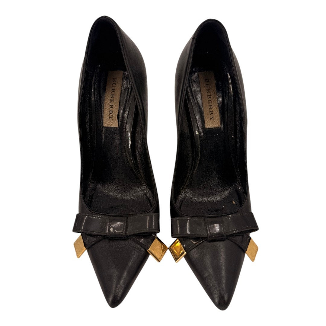 Burberry Soden Leather Pointed Toe Slip On Stiletto Pumps