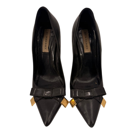 Burberry Soden Leather Pointed Toe Slip On Stiletto Pumps