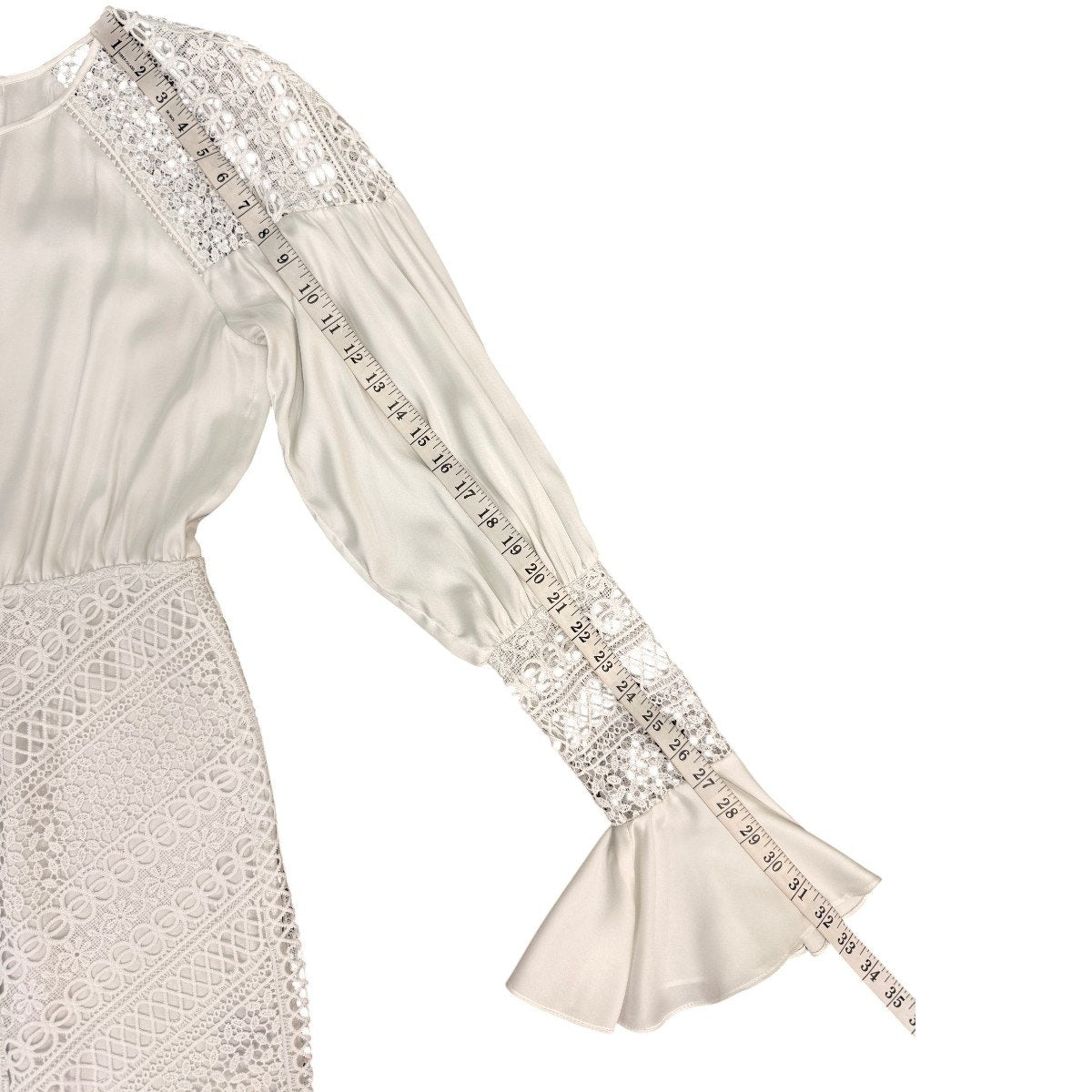 Michael Costello Shandy Lace Trim Long Sleeve Mini Dress White Women's Size M