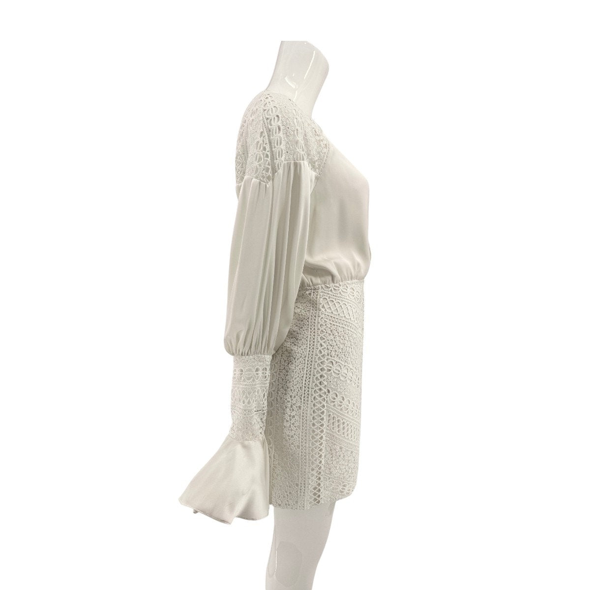 Michael Costello Shandy Lace Trim Long Sleeve Mini Dress