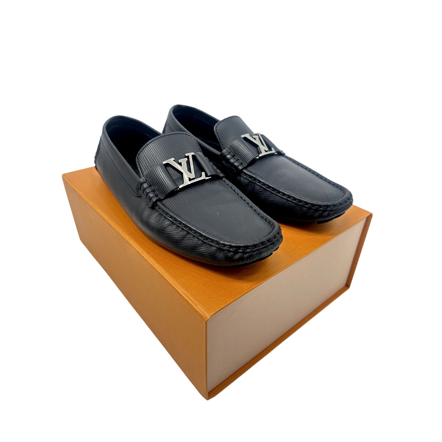 Louis Vuitton Calf Leather LV Logo Monte Carlo Moccasin Loafers Men's Size 11