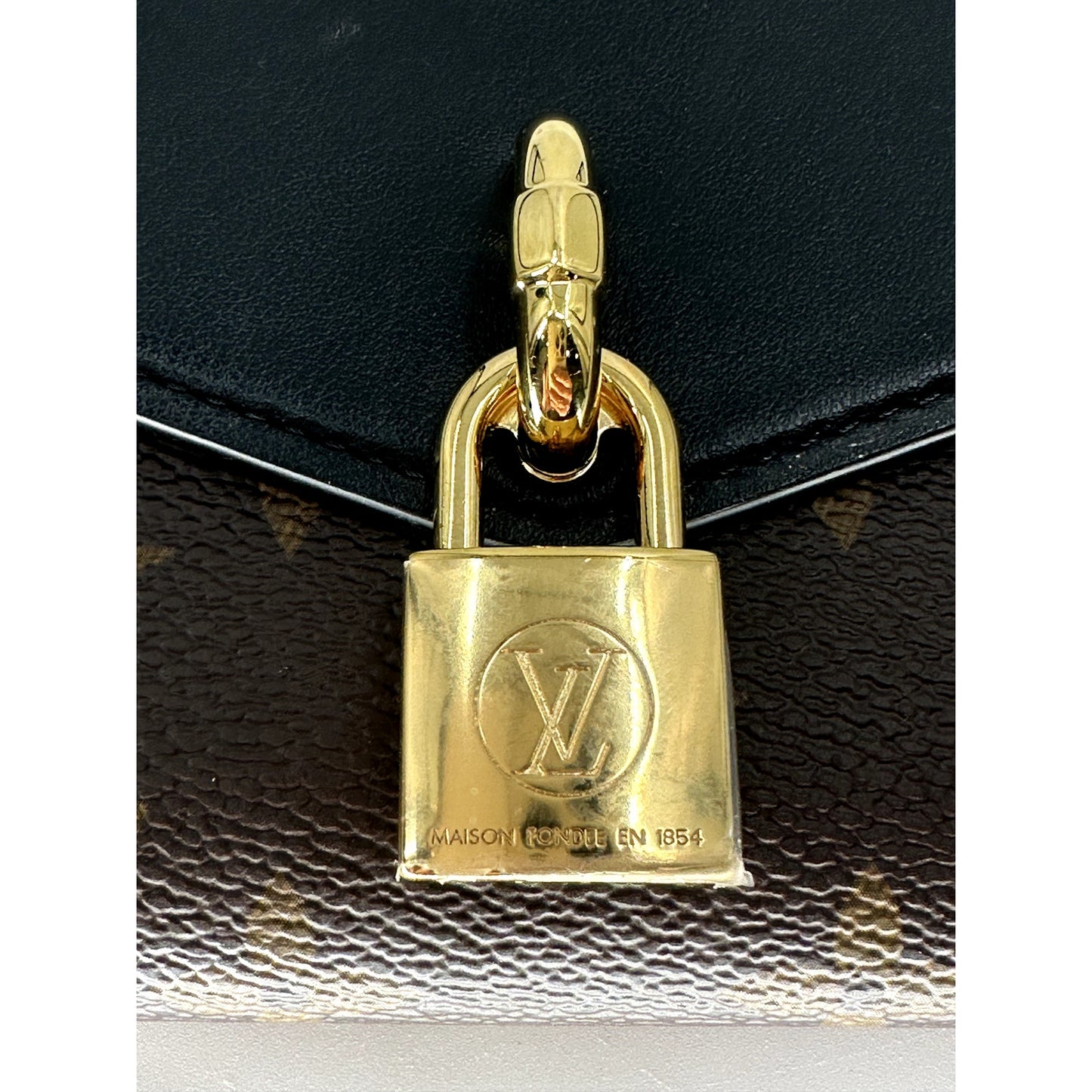 Louis Vuitton Leather Canvas Monogram Padlock On Strap Crossbody Bag