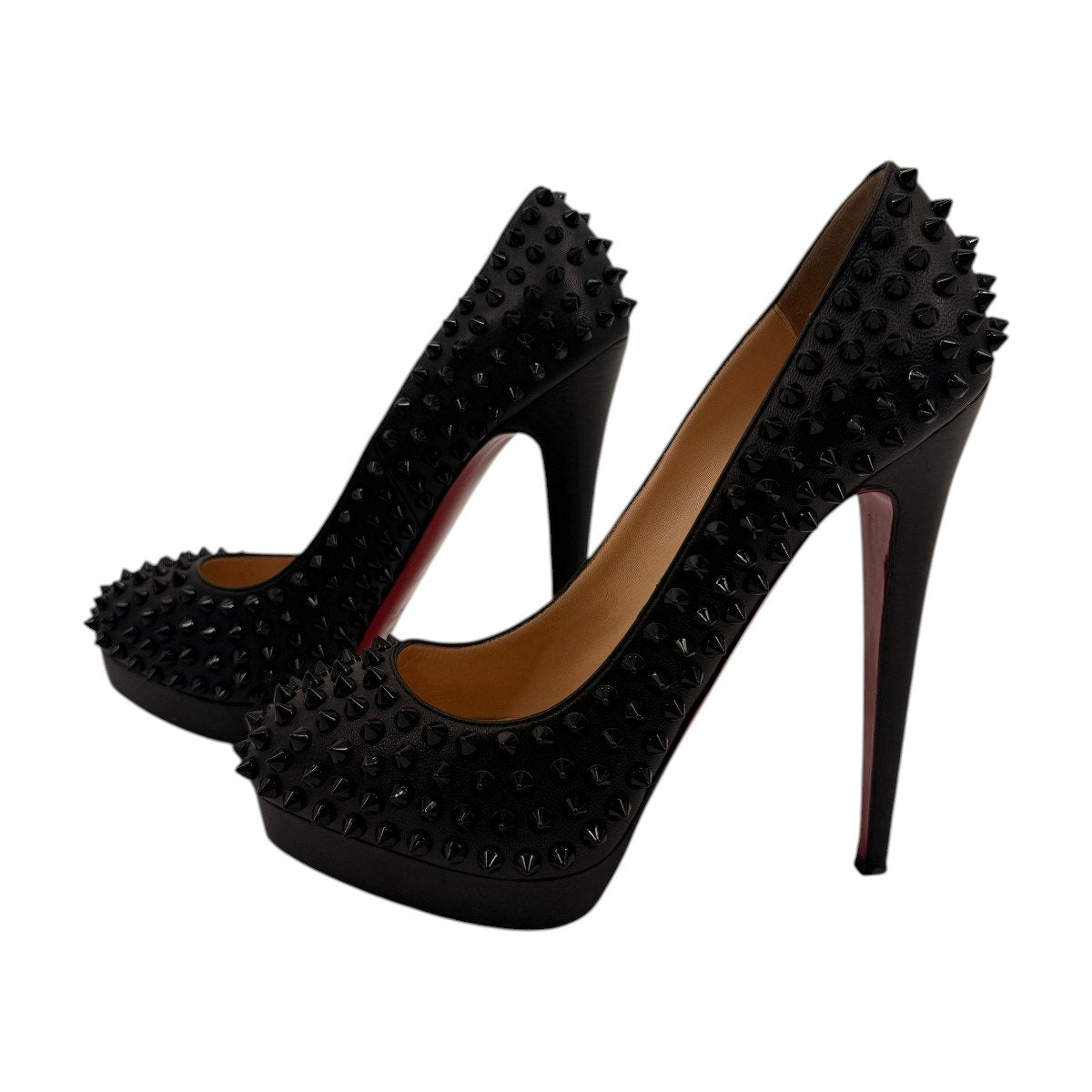 Christian Louboutin Leather Alti Spikes Slip On Platform Pumps