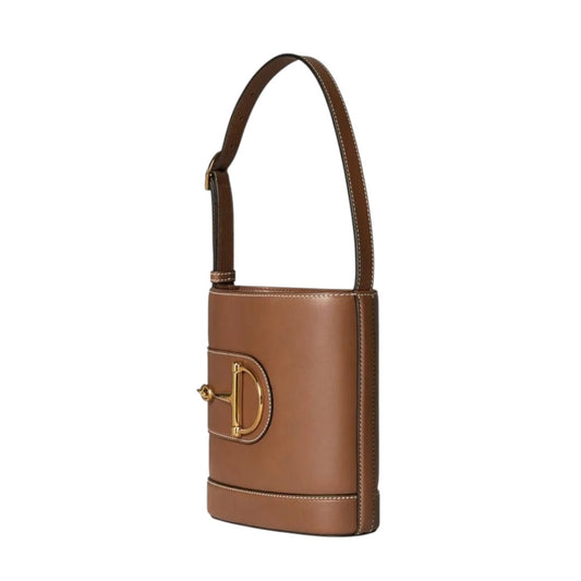 Gucci Leather Horsebit Accent 73 Series Small Bucket Handbag Brown