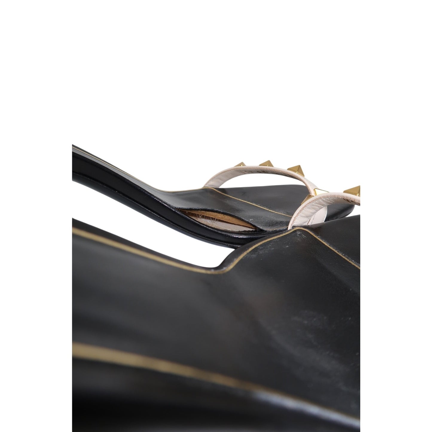 Valentino Leather Rockstud Bicolor Tower-Heel Slingback Sandals