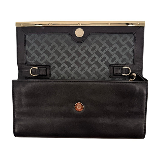 Diane Von Furstenberg Leopard Print Leather Clutch Wallet Black Brown
