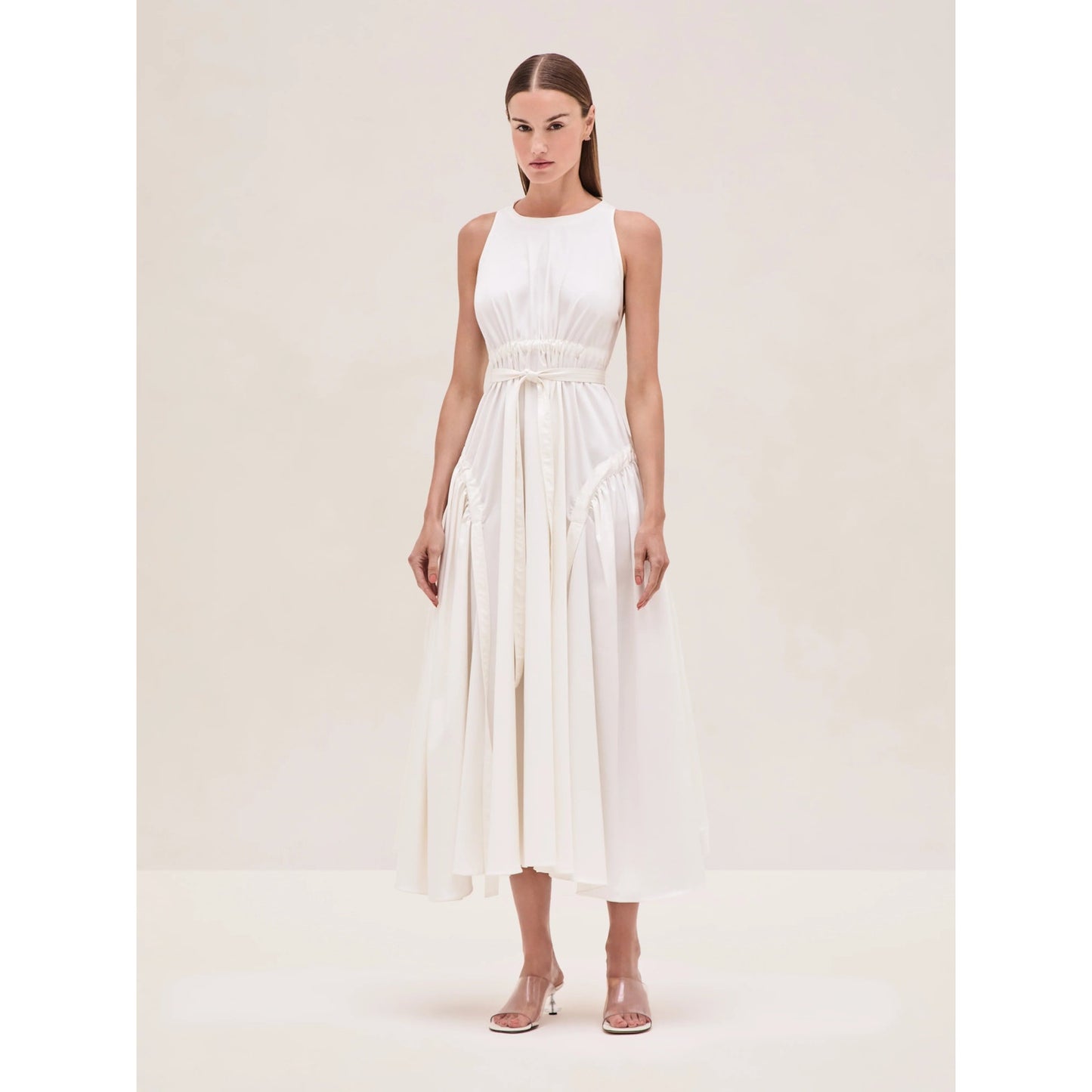 Alexis Cotton Blend Versaille Poplin Midi Dress