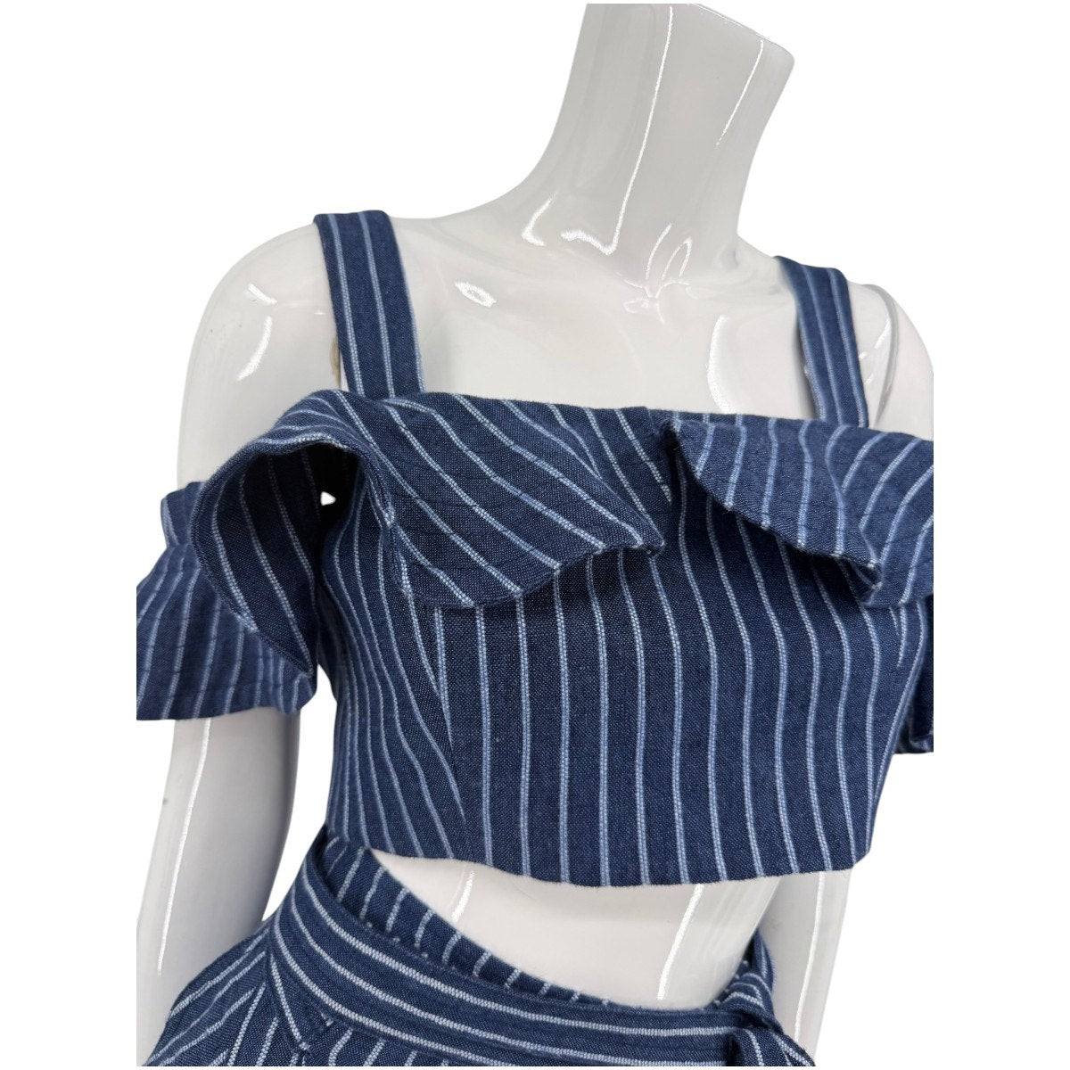 ALEXIS Denim Ruffle Benta Cropped Top & Skirt Set