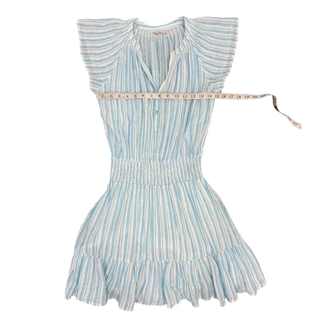 Rails Augustine Laguna Stripe Linen Blend Smocked Mini Dress