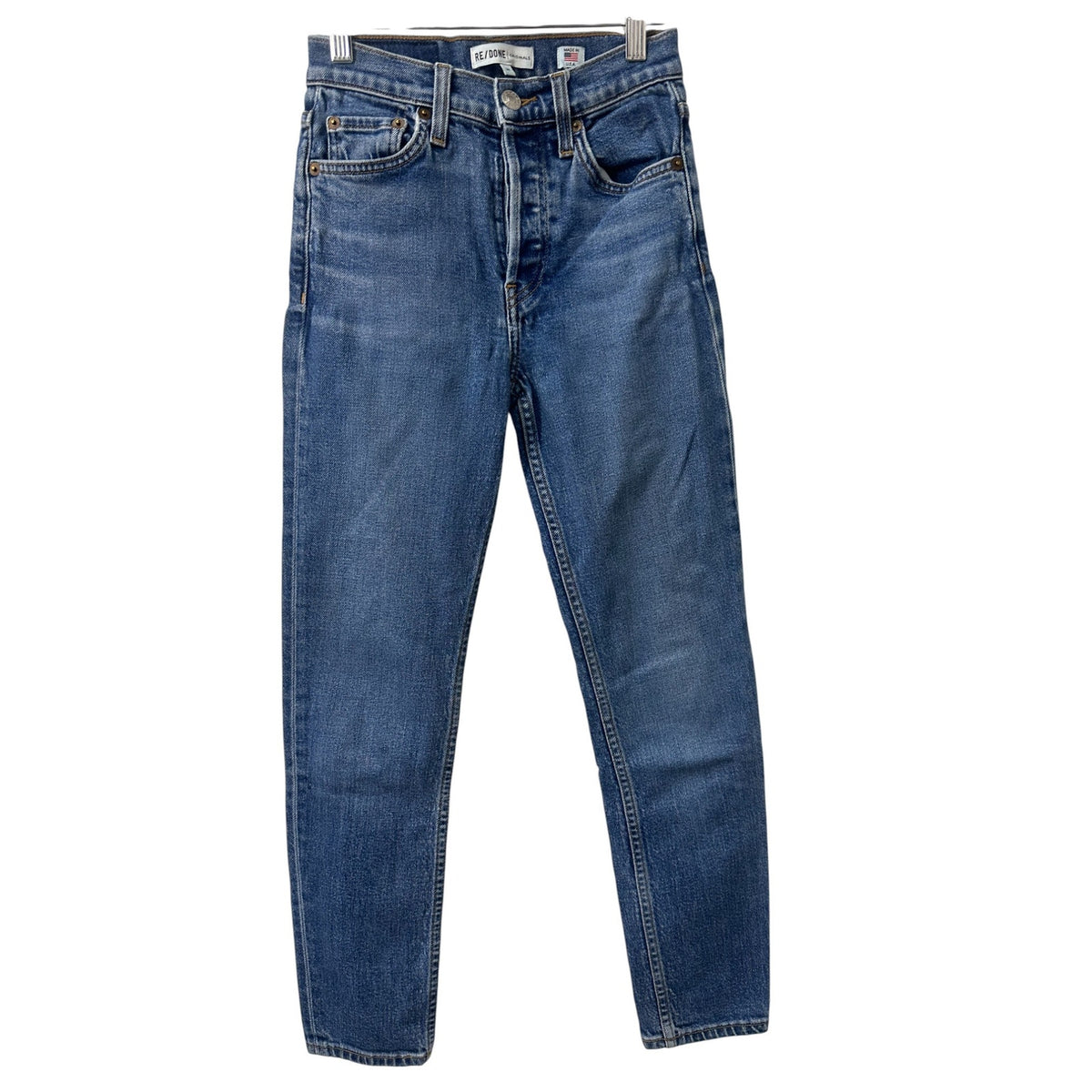 Re/Done Originals High Rise Ankle Crop Denim Jean Mid 70s