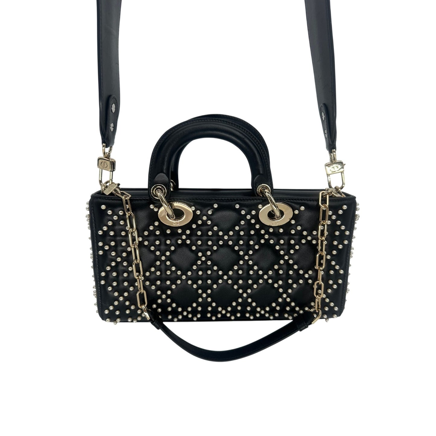Christian Dior Leather Pearl Studded Lady D-Joy Crossbody Bag