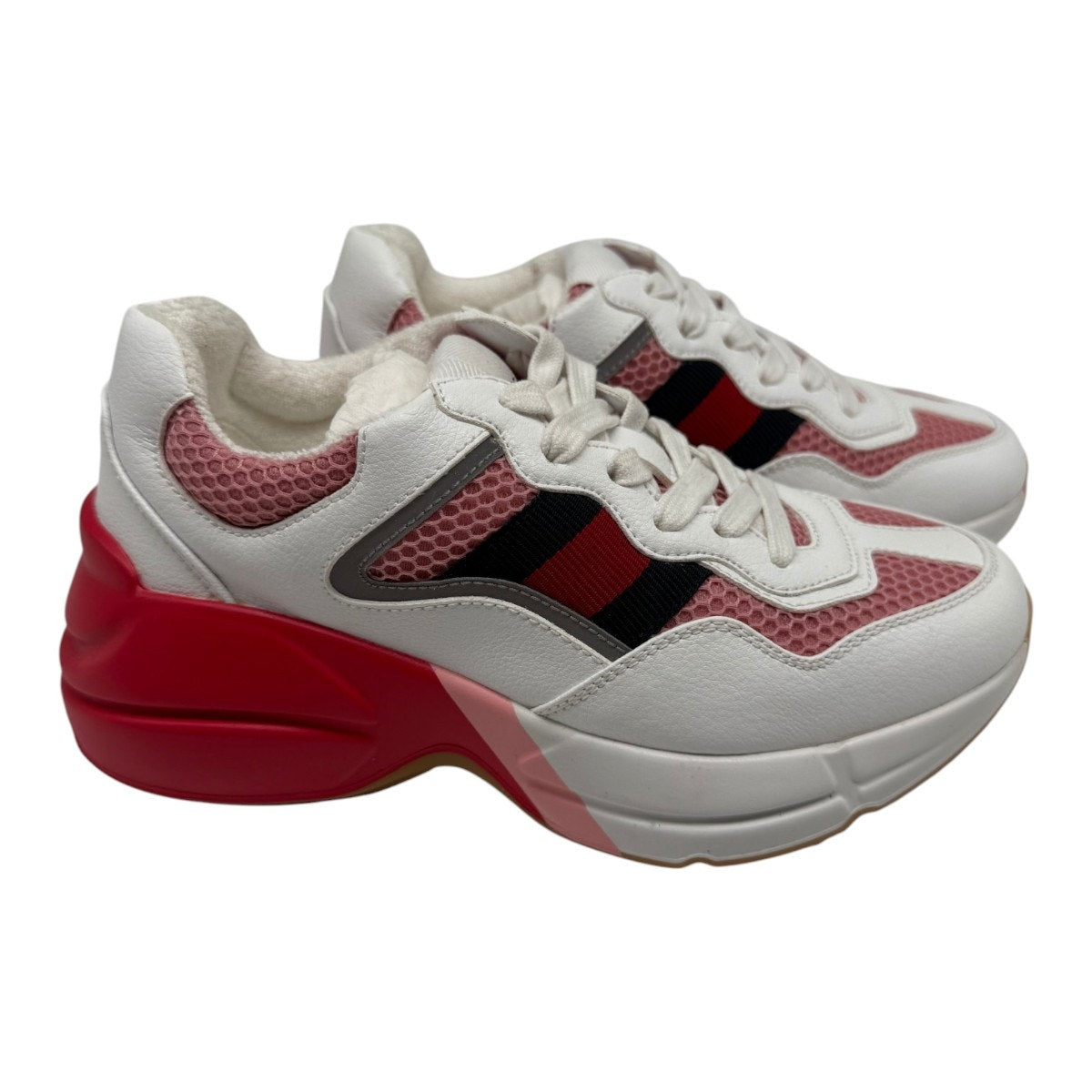 Gucci Rhyton Reflective Chunky Sneakers Leather Mesh