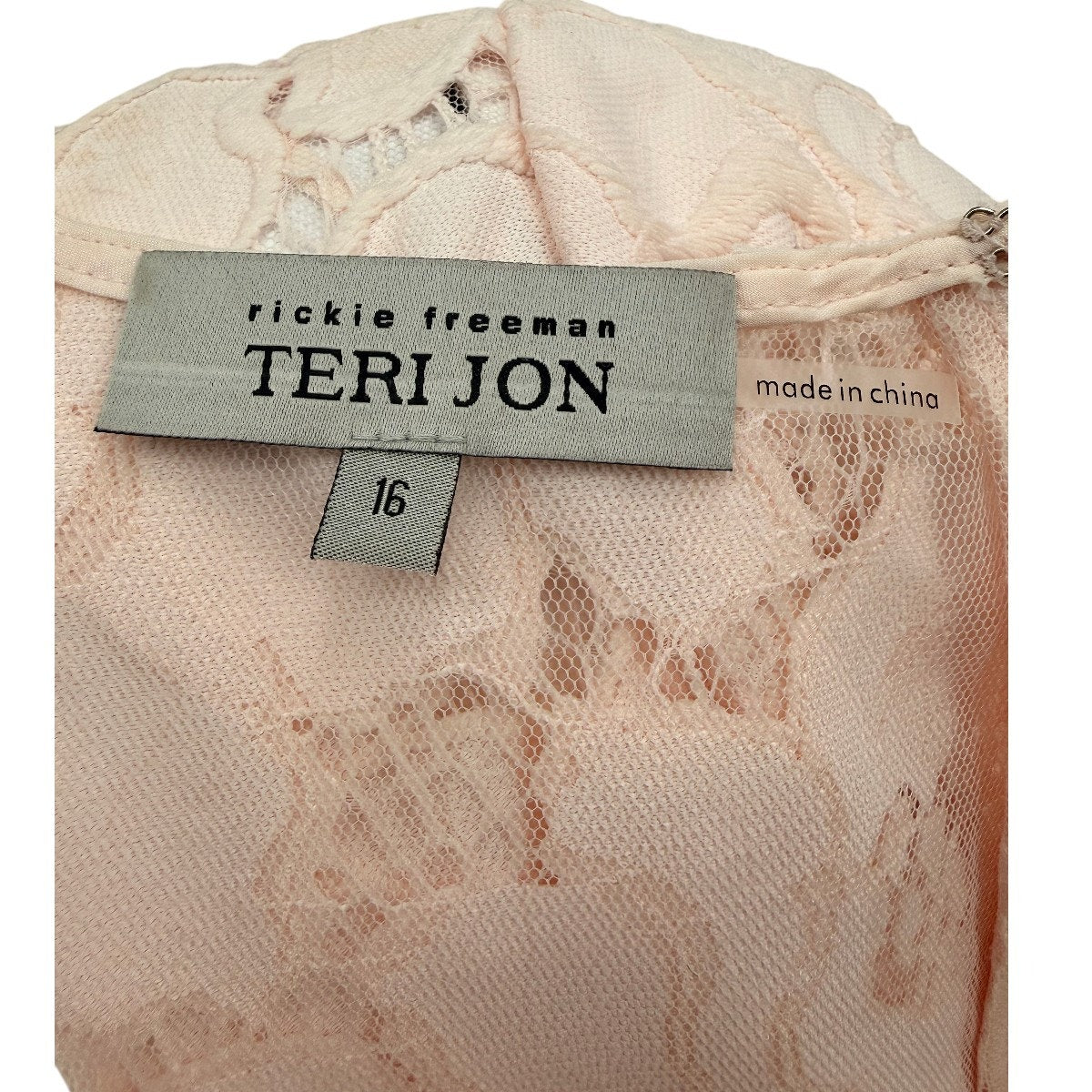 Rickie Freeman Teri Jon Blush Pink Lace Tulle Fit Flare Midi Dress