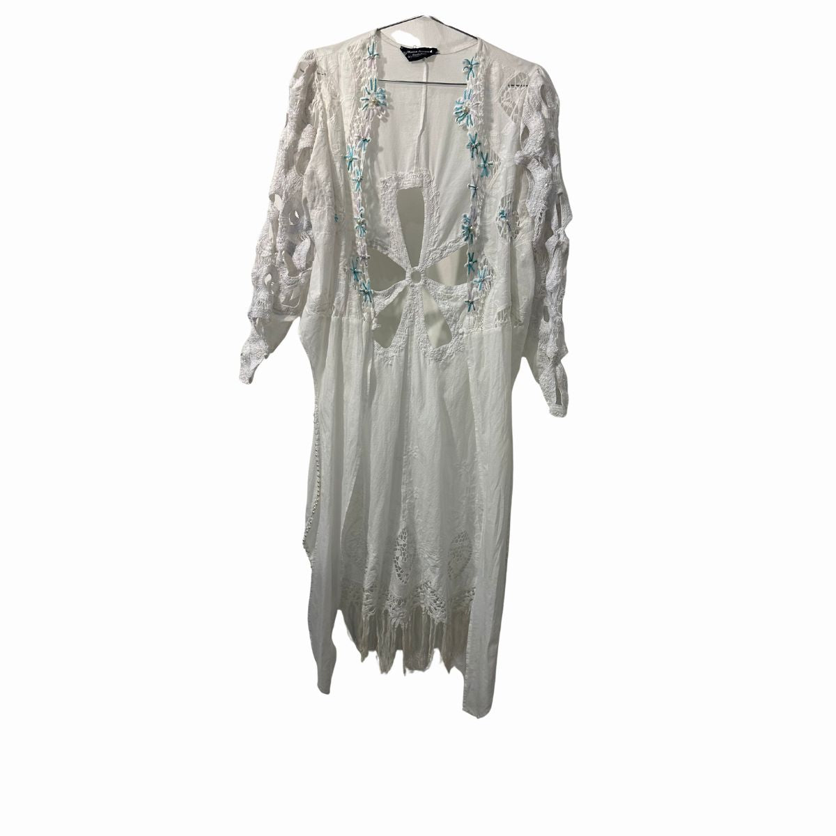 Myriam A. Embroidered Cutout Pearl Embellished Midi Dress White