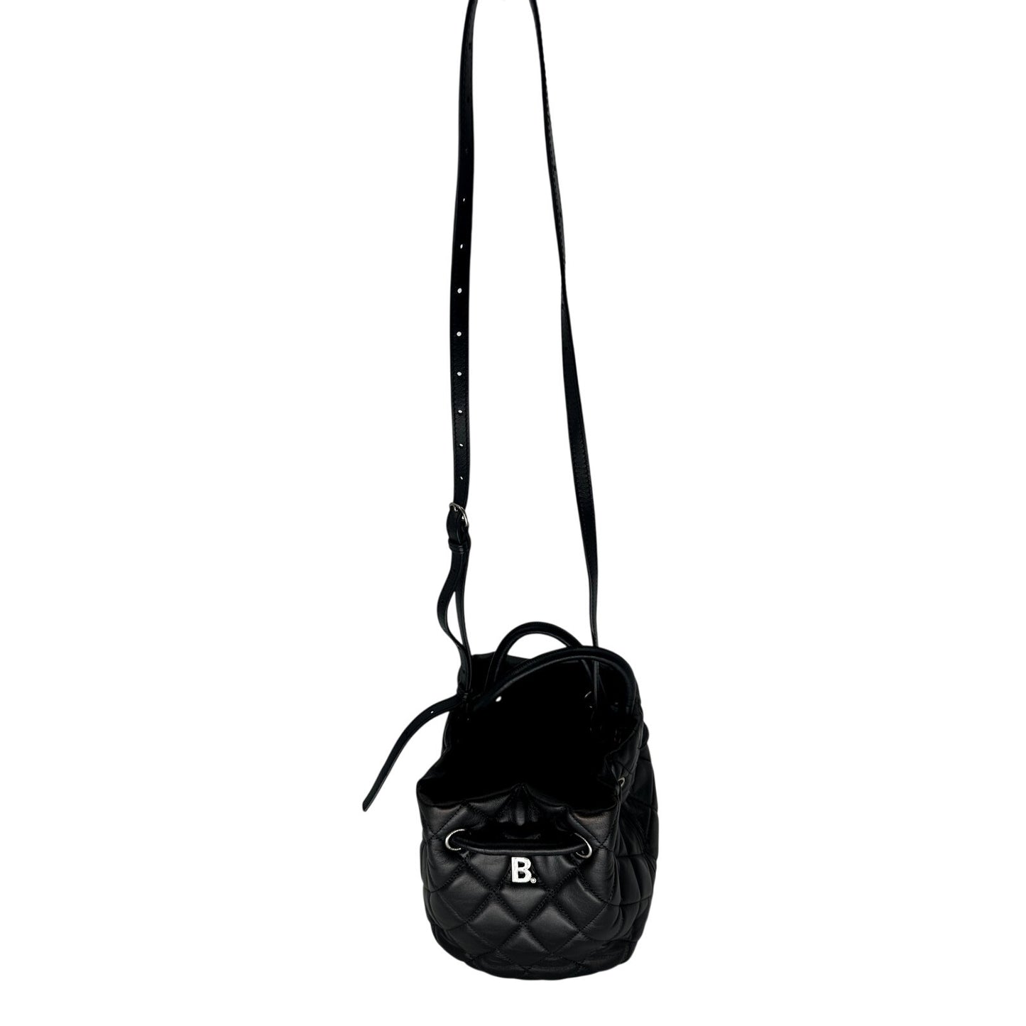 Balenciaga Leather Quilted B Logo Bucket Bag