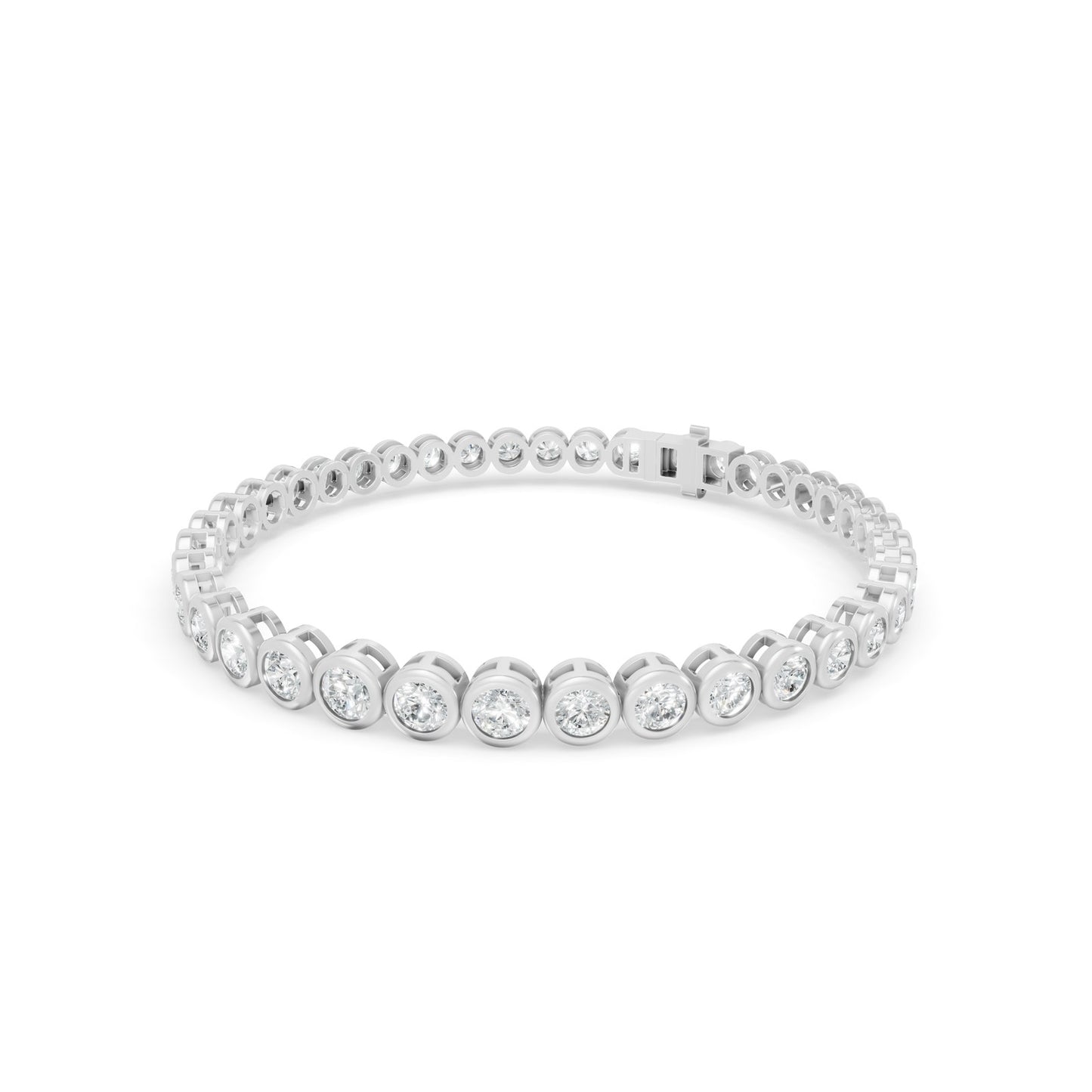 5.55 ctw Diamond Bezel 14K White Gold Tennis Bracelet