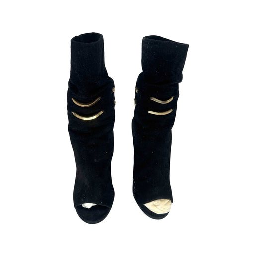 Jimmy Choo Suede Open Toe Mysen Ankle Booties Boots