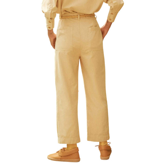 The Great Washed Safari Brown Cotton The Voyager Rope Belt Crop Pants Women's