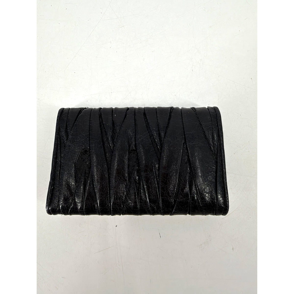 Miu Miu Matelasse Pleated Nappa Leather Key Case Black Silver