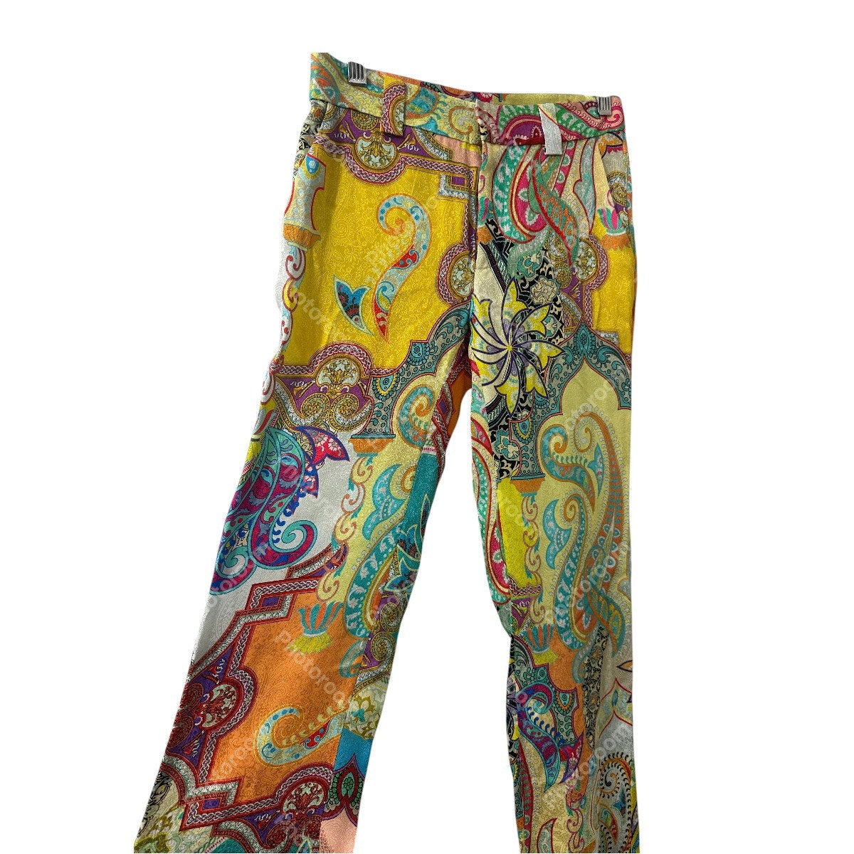 Adriana Iglesias Silk Paisley Print Straight Pants Multicolor Women's