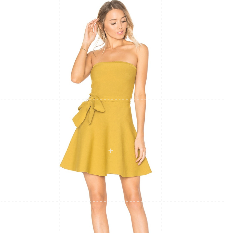 C/Meo Collective Knit Perfect Timing Strapless Mini Dress Chartreuse Size XS