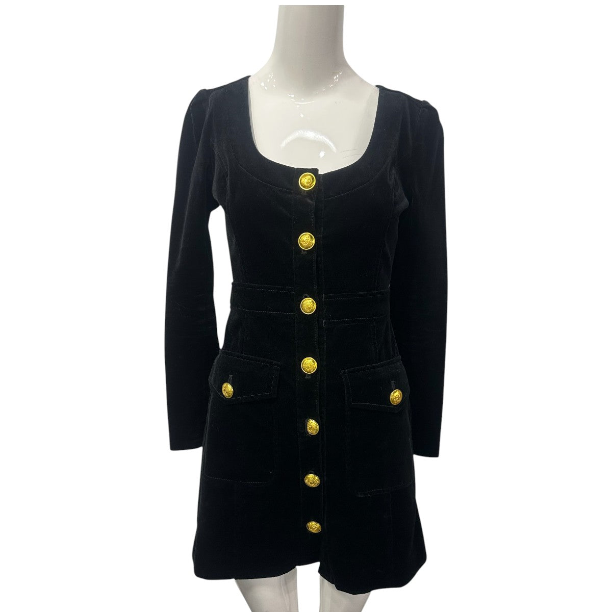 A.L.C. Cotton Blend Velveteen Ivy Long Sleeve Stretch Mini Dress Black Size 2