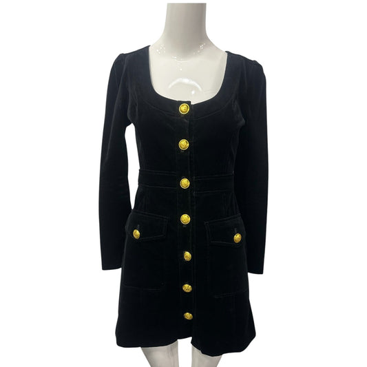 A.L.C. Cotton Blend Velveteen Ivy Long Sleeve Stretch Mini Dress Black Size 2