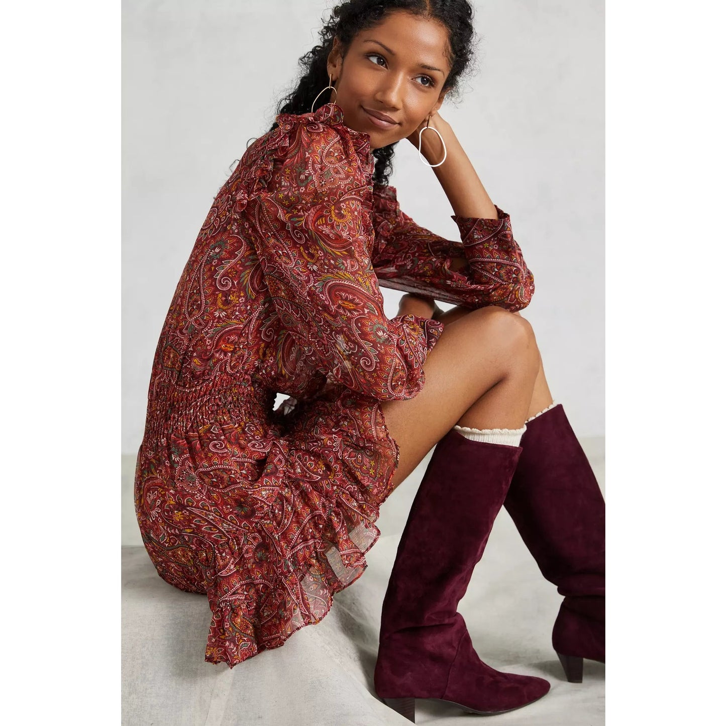 Misa Los Angeles Gianna Paisley Print Smocked Mini Dress Women's