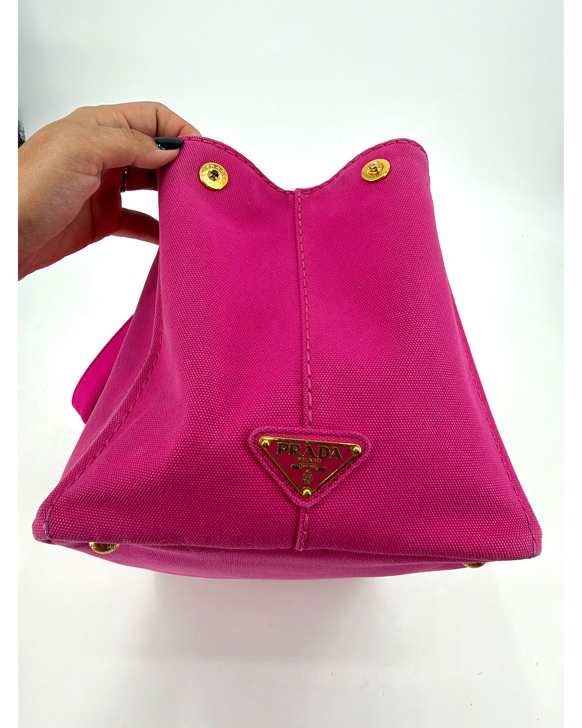 Prada Canapa Logo Canvas Tote Bag Fuchsia Pink