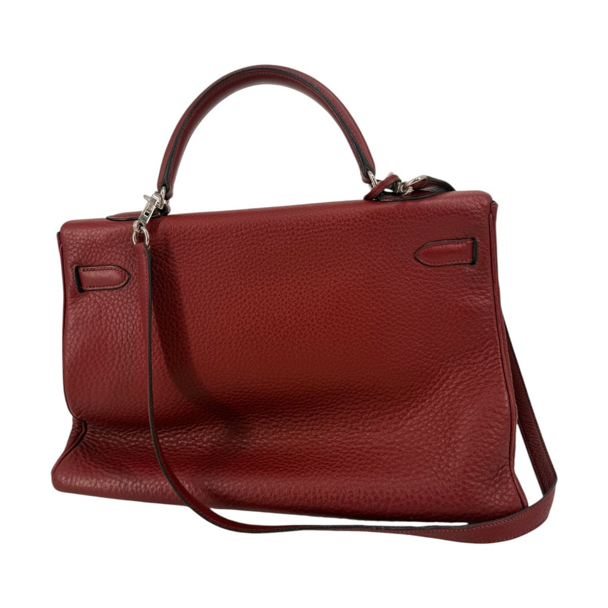 Hermes Kelly Retourne 35 Rouge H Leather Palladium Shoulder Bag
