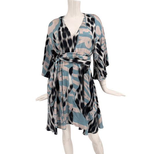 Just Cavalli Abstract Print Tie Waist Dress