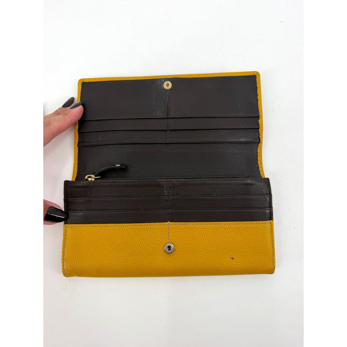 Loewe Anagram Grained Leather Long Flap Wallet Mustard Yellow