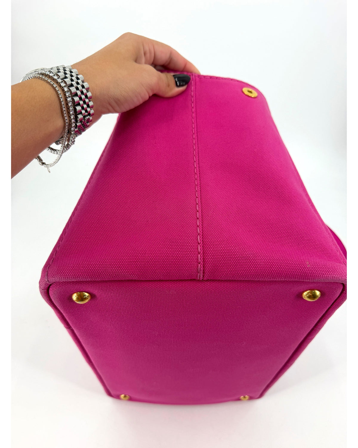Prada Canapa Logo Canvas Tote Bag Fuchsia Pink